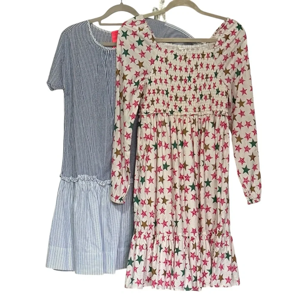 J.Crew Crewcuts Girls Star Print and Striped Dress, Lot of 2